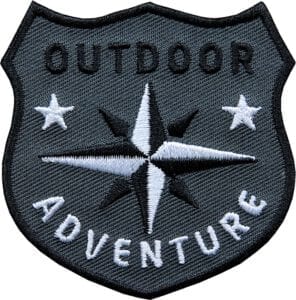 Outdoor Patch Bügelbild Aufnäher mit Kompass Schwarz