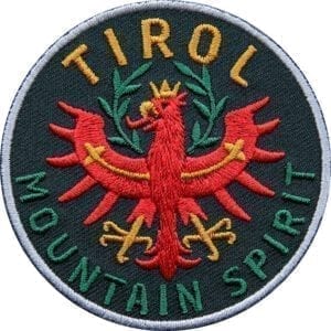 Tirol Adler Patch 65 mm, hochwertig gesticktes Abzeichen für Outdoor, Trekking, Reise, Mode, Sport. Patch zum Aufbügeln oder Aufnähen auf Kleidung, Taschen, Caps und Rucksack. Schwarz
