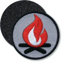 Lager-Feuer Flamme / Klettpatch 45 mm / Grau