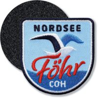 Föhr Nordsee Insel / Klettpatch 60 x 62 mm / Blau