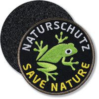 Naturschutz Frosch / Klettpatch 62 mm / Schwarz